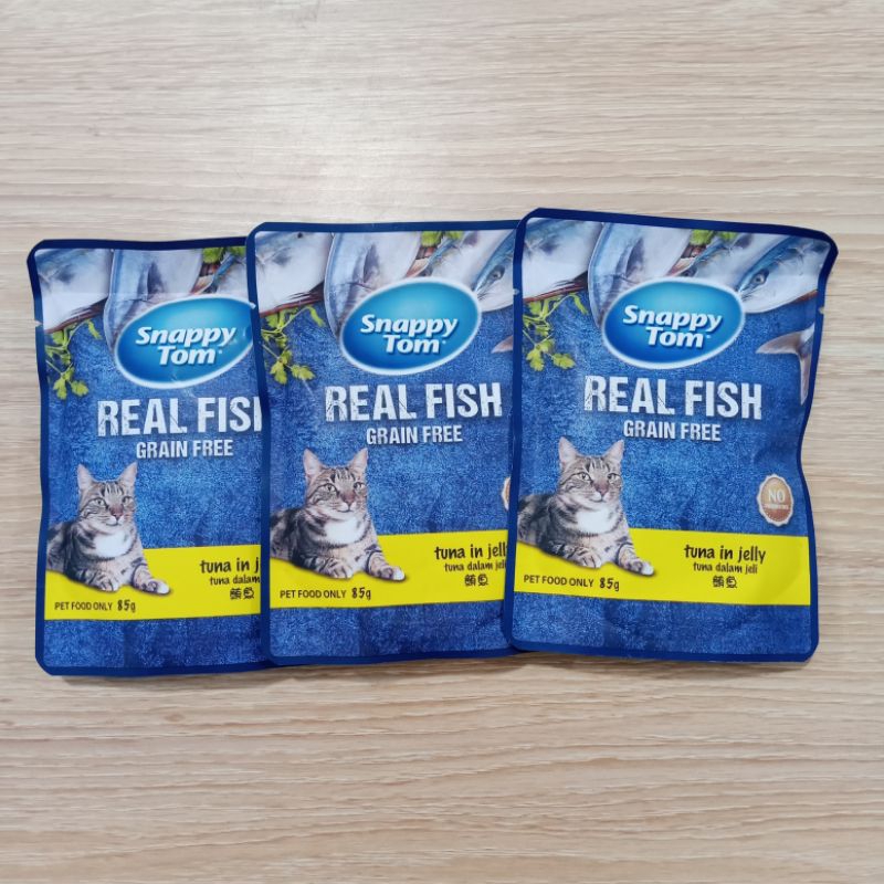 snappy tom sachet tuna in jelly - makanan kucing snappy tom pouch 85gr