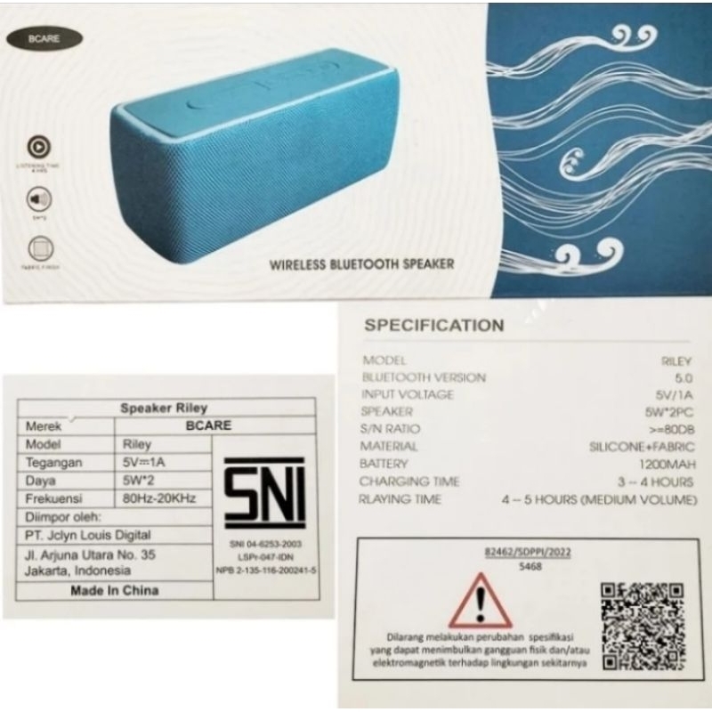 Bcare riley wireless bluetooth speaker  / speaker bluetooth