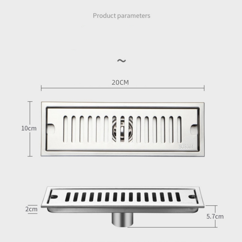 Floor Drain Stainelss 304 Ukuran 10*20cm Untuk Kamar Mandi Anti Bau Saringan Got Panjang 20cm Untuk Toilet Anti Kecoa/Saringan got Stainless Steel 304 Saringan Got Stenlis 304