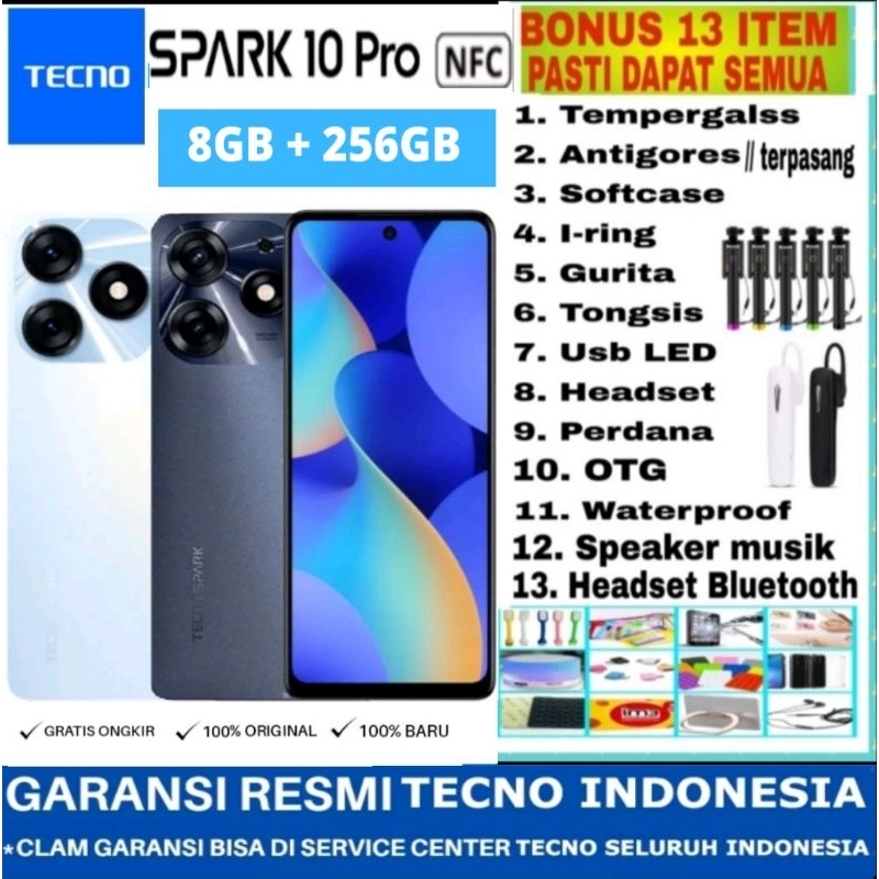 TECNO SPARK 10 PRO NFC 8/256 GB RAM 8GB ROM 256 GARANSI RESMI TECNO