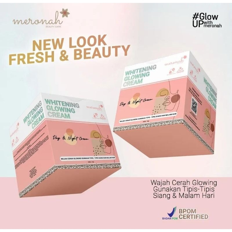 Meronah whitening glowing cream 2in1 krim pelembab wajah glow