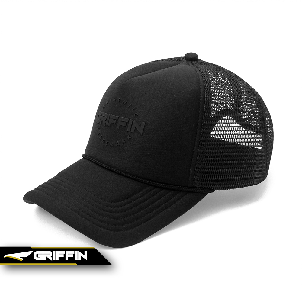 Topi Trucker Pria Keren Sablon Hi-Density Timbul Milton Hitam by Griffin Apparel