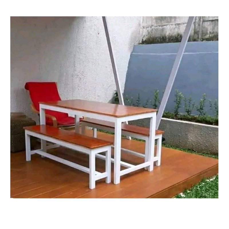 MEJA MAKAN SET CAFE ,RESTO MINIMALIS KAYU JATI LONDO