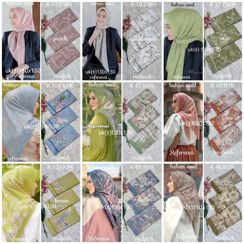 jilbab voal motif premium LC jumbo 130x130 grosir dan eceran