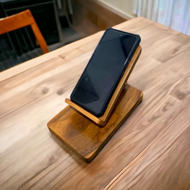 Stand Holder Handphone/Tatakan/Wadah Handphone Dari Kayu Jati Jawa Politur