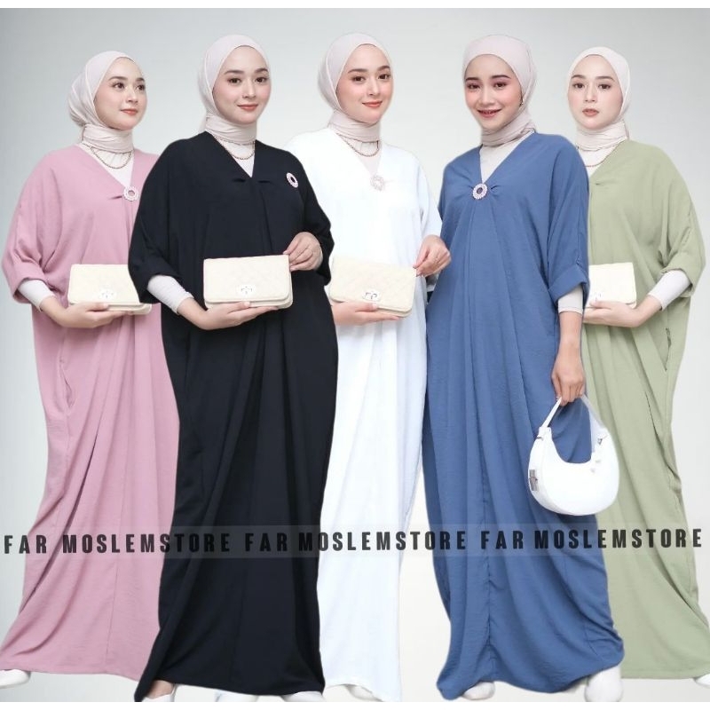 ZAINA KAFTAN CRINKLE AIRFLOW GAMIS KAFTAN POLOS JUMBO/GAMIS KONDANGAN SIMPLE ELEGAN FREE BROSS L XL XXL/FAR MOSLEMSTORE