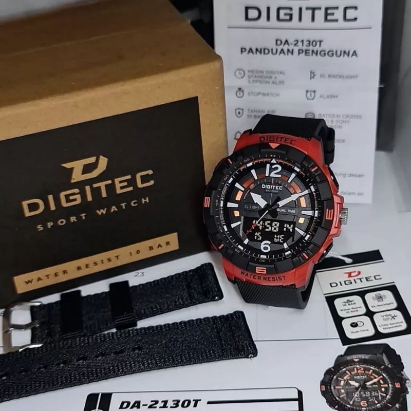 Jam Tangan Pria Fashion Analog Digitec Da 2130 Free Strap Original