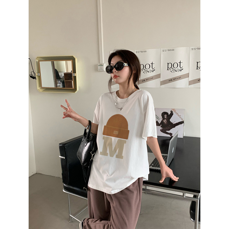 Kaos Atasan Wanita Lengan Pendek Oversize Letter Printed T-shirt Baju Wanita Kekinian Korean Style