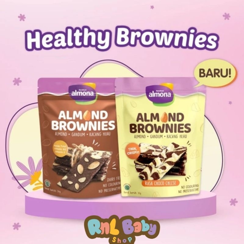 Almona Almond Brownies 50 Gr - Cemilan Sehat - Tanpa Pengawet