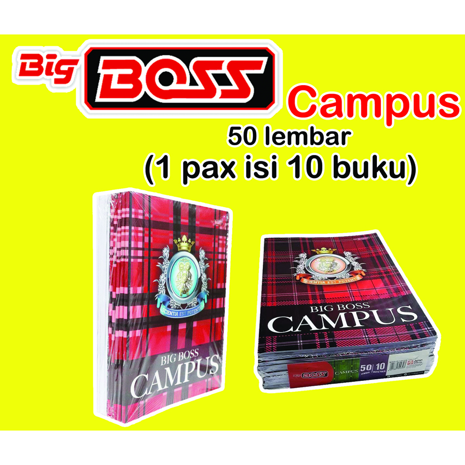 

(10 BUKU / 1 PAX) Buku Tulis Sidu Big Boss Campus Isi 50 Lembar / Bigboss Campuss 50 Lbr / Buku Ukuran Boxy B5 50 Lembar