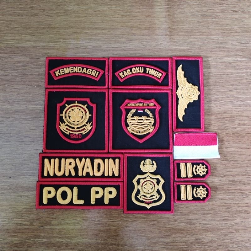 logo pol PP bordir timbul atribut satpol PP logo bordir