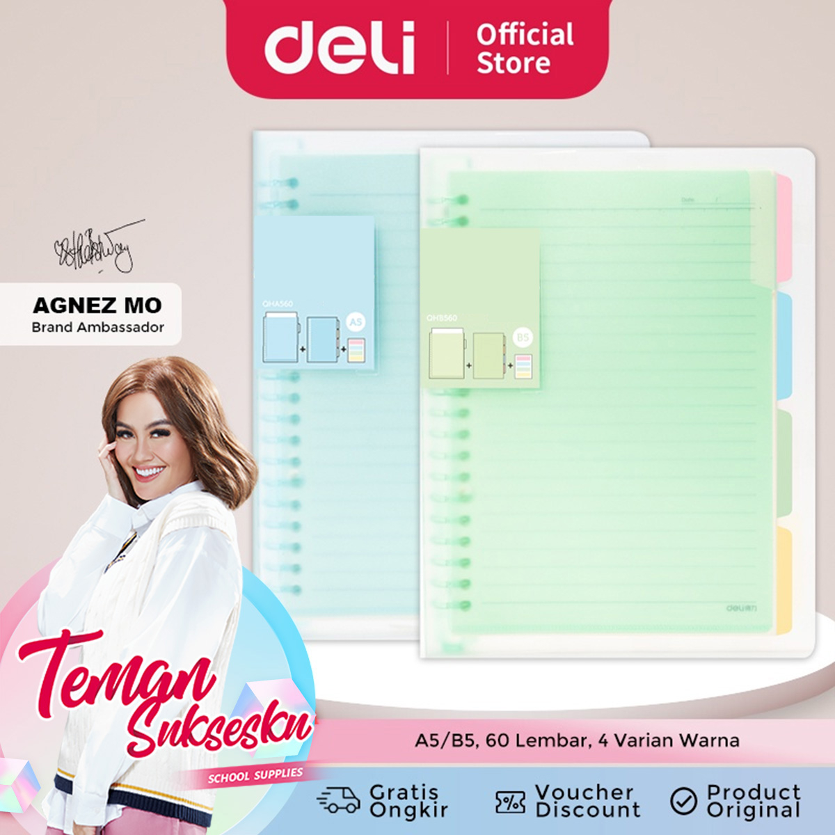 

Deli Buku Vivid Lose Leaf Binder A5/B5 60 Halaman Warna Pastel QHA560 QHB560