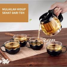 TEA POT SARINGAN/TEA POT 700 ML SET 5IN1/TEKO TEH KOPI MURAH/TEA POT KACA