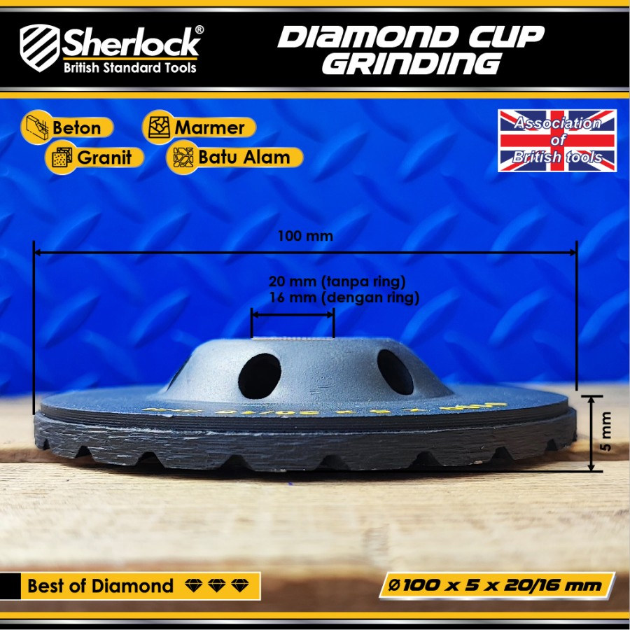 Diamond Cup Grinding Wheel Turbo 4&quot; Sherlock Original