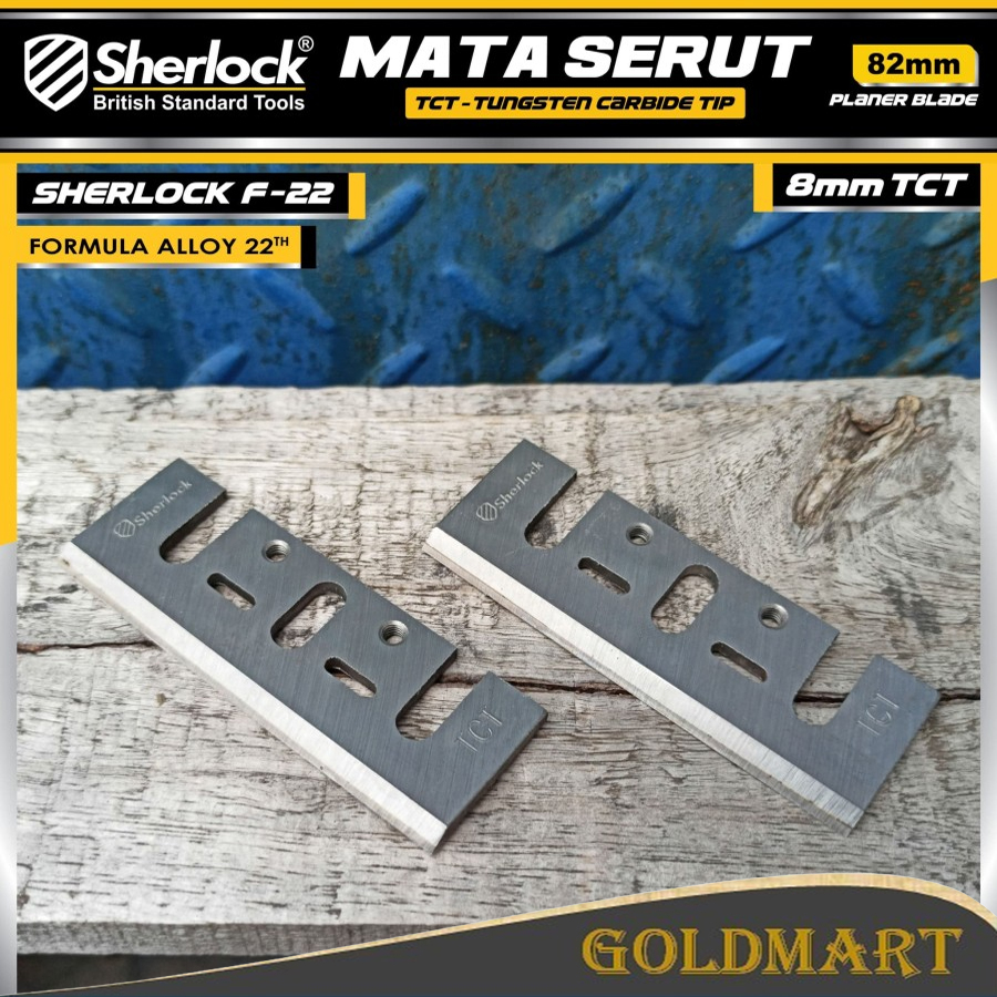 Mata Pisau Serut Kayu Mesin Planer TCT Original Sherlock 82 mm (extra Life 35%)