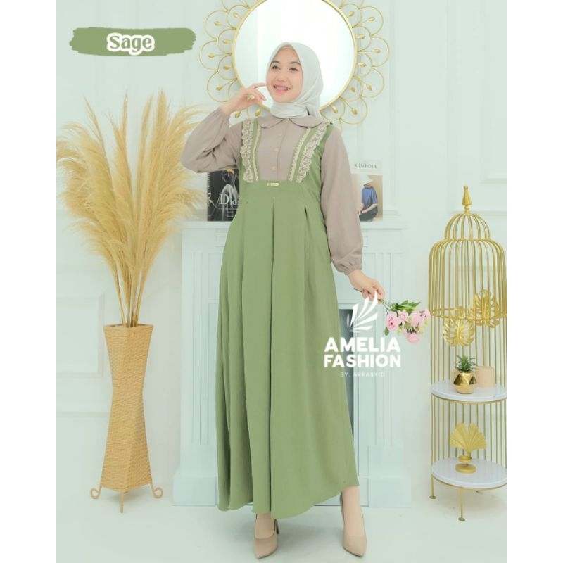 GAMIS ALULA CRINGKLE ORI AMELIA FASHION DRESS CANTIK TERBARU MURAH KEKINIAN