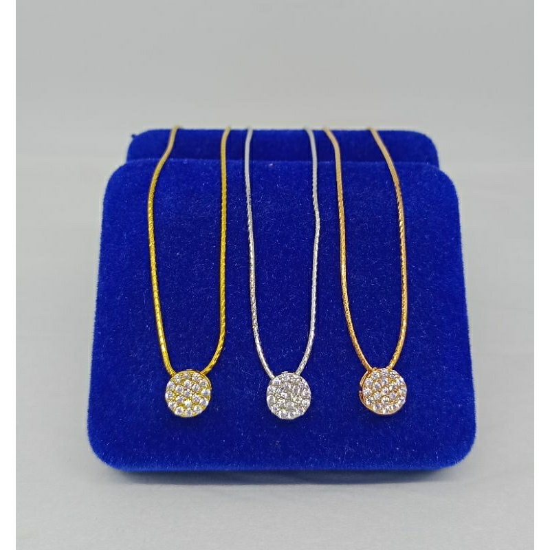 kalung rantai kasandra ukir+liontin tusuk bulat kecil mp/perak asli silver 925 lapis emas/perhiasan fashion wanita terbaru