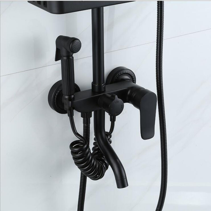 KERROGEE 4 Dalam 1 Shower Tiang Set Panas-Dingin Set pancuran tembaga lengkap Shower Kamar Mandi Set Dengan Faucet