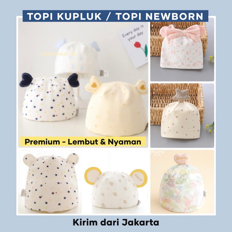 Topi Bayi Premium Import Topi Newborn Kupluk Katun Karakter Lucu Emen Korea Baby Hat Cotton