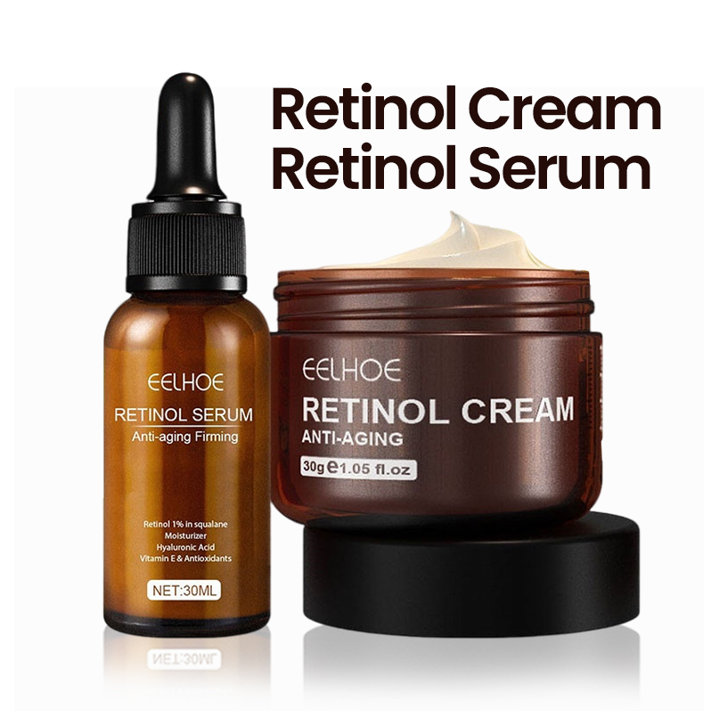 EELHOE Retinol Cream + Retinol Serum Anti-Aging Anti-wrinkle Whitening Moisturizing Cream/Retinol Pelembab Krim Untuk Wajah Anti Penuaan Krim Pelembab Pemutih dan Anti Penuaan