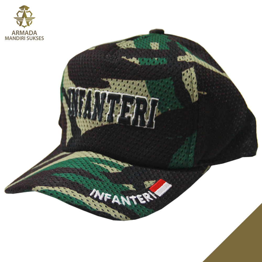 Topi Jaring Infanteri Loreng Logo - Topi Infanteri Loreng