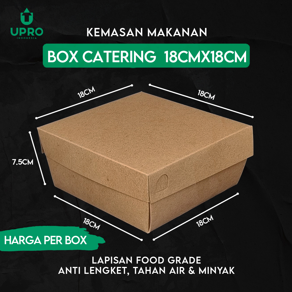 Dus Kotak Nasi Box Nasi Kotak Laminasi Tebal 325 GSM Box Catering Dus Ukuran 18cm x 18cm x 7.5cm Dus