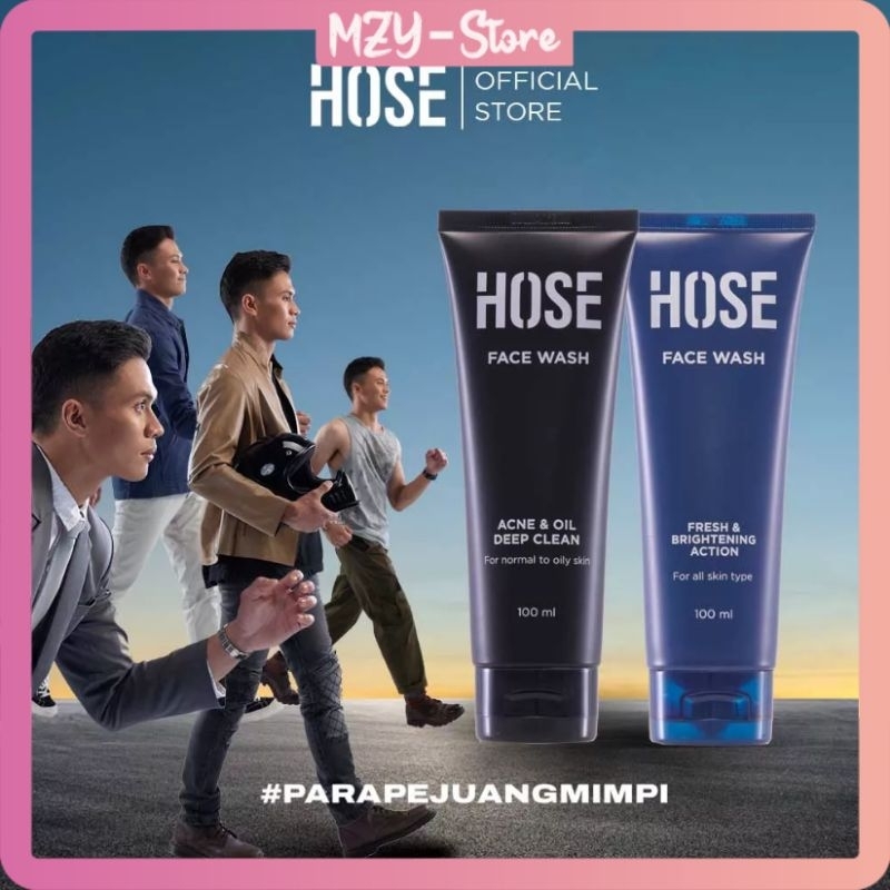 HOSE Face Wash Pembersih Wajah Pria Hose Acne &amp; Oil Deep Clean Hose Fresh &amp; Brightening Action Face Wash 100mL