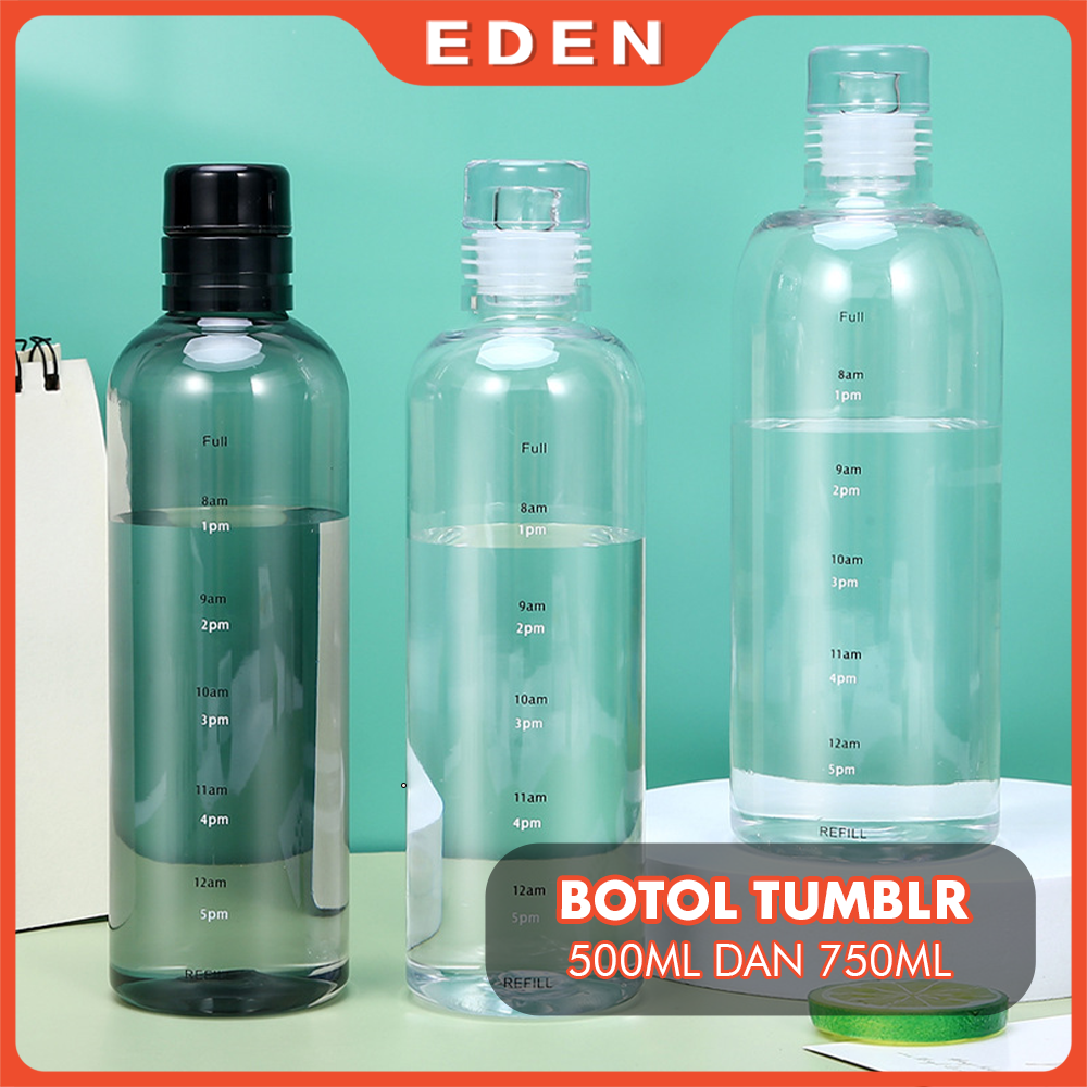 Botol minum anti bocor / botol transparan / Tumbler olahraga / botol portable dengan panduan jam