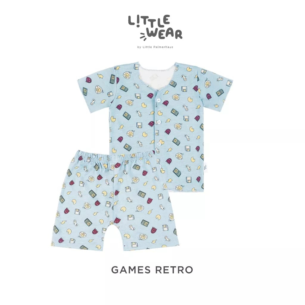 Little Palmerhaus Little Wear Short Sleeve New - Setelan Baju Pendek Pendek kancing Depan