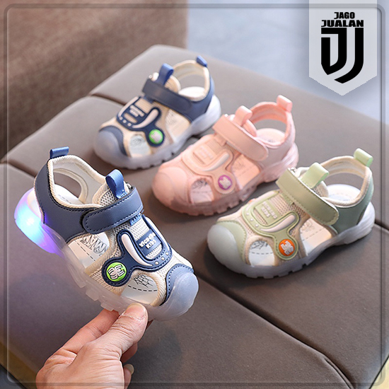 Sandal Gunung Lampu LED Anak usia 1 2 3 4 5 6 tahun / Sandal Sepatu Anak Balita Cowok Cewek Motif Sp