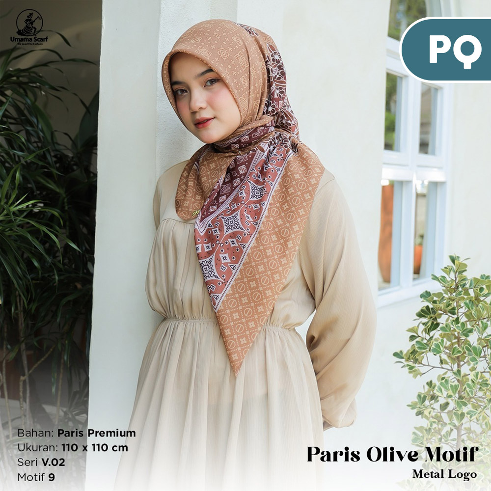 Hijab Segi Empat Umama Voal Paris Olive Premium - Jilbab Seragam Segiempat Kerudung