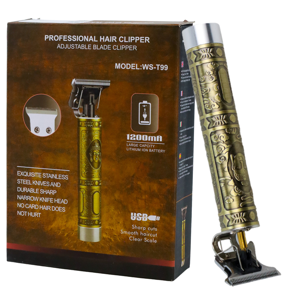 Alat Cukur Elektrik Hair Clipper Ceramic Trimmer USB Rechargerable - WS-T99 - Golden