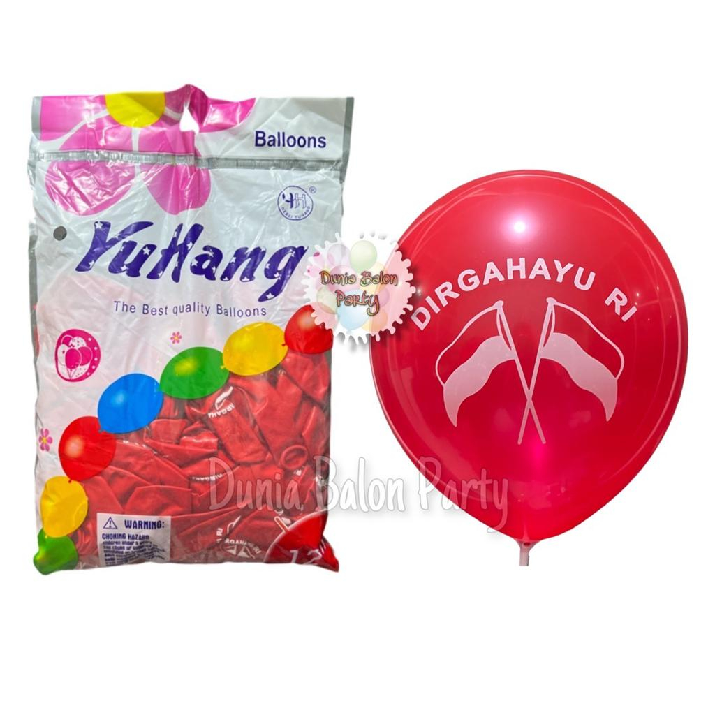 Balon Latex Merah Putih DIRGAHAYU RI / Balon 17 Agustus 12 inch Ecer