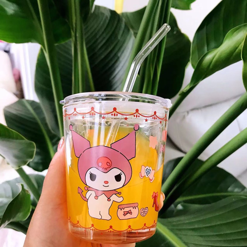 Gelas Kaca Anak Kuromi Cinnamoroll / Gelas Minum Anak Lucu