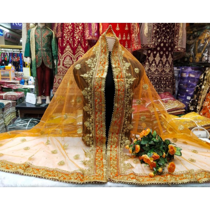 Dupatta Selendang Pengantin Pesta Adat India Kerudung Pernikahan Wedding Bridal EO WO Party