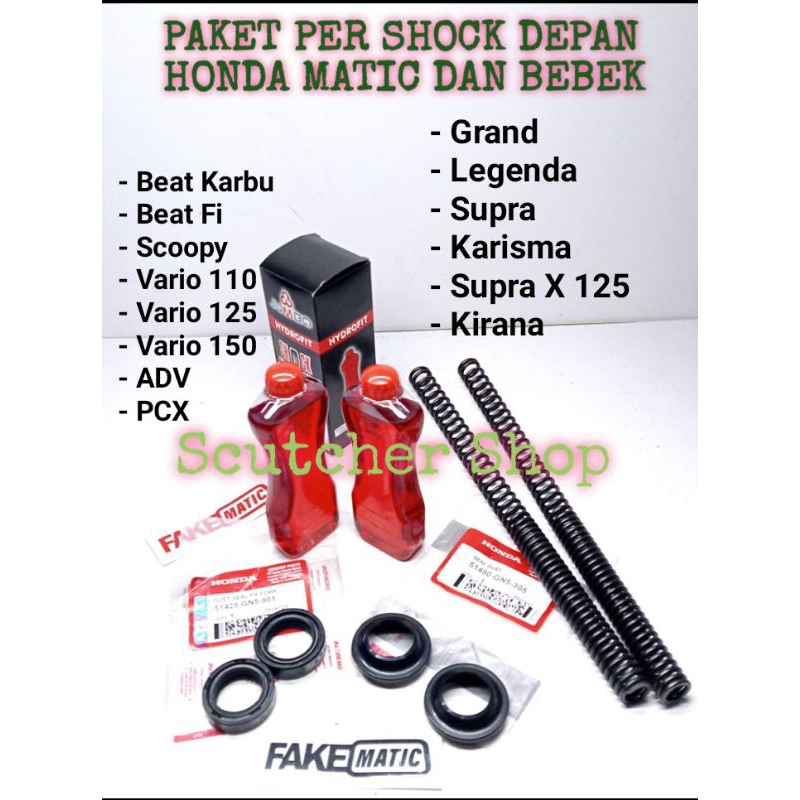 Paket Per Shock Depan + Seal Shock + Oli Shock Beat Vario Scoopy PCX ADV Grand Supra Karisma Kirana