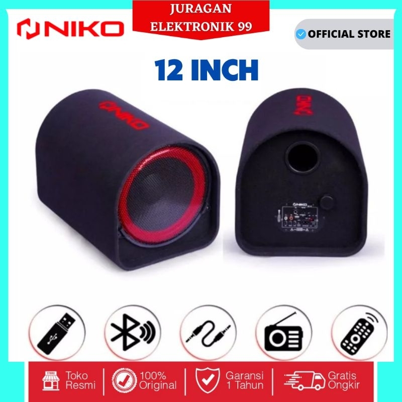 Speaker Niko NK GL 12 Bluetooth Subwoofer Car Speaker 12inch / Speaker Mobil Karaoke GL12 125watt