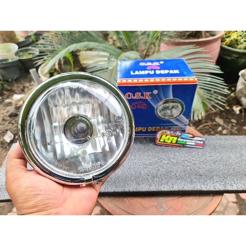 Reflektor headlamp lampu depan jute krom kaca bening