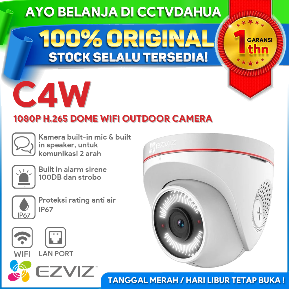 EZVIZ C4W 1080P IP CAMERA WITH ACTIVE DEFENSE GARANSI RESMI 1 TAHUN