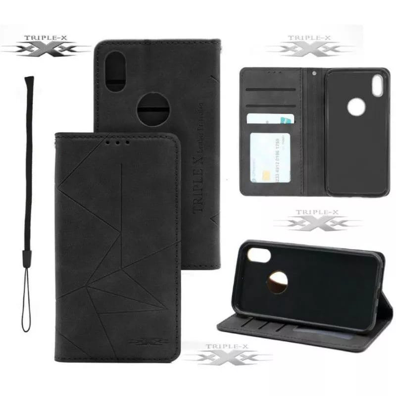 Triple X Flip Cover Leather Case Walet Infinix Smart 4 Smart 5 Smart 6 Flip Cover Kulit Premium Case Dompet Magnetik