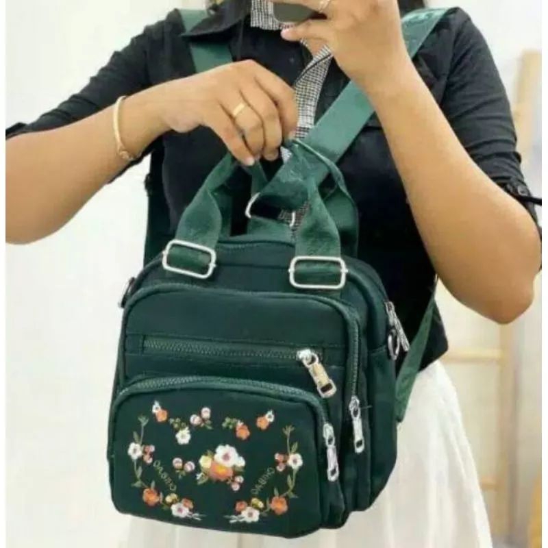 Original Tas Wanita Import Jinjing dan Selempang CHIBAO BOBO Mini  Bordir Bunga 3 in1 SUPER Terbaru