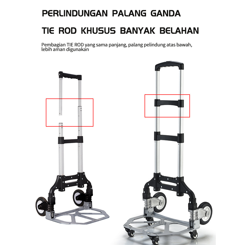 (BARU!Pengiriman 22 Juli)Troli Rumahan/Troli Lipat Portabel /Roda Karet yang Senyap dan Kokoh, Troli Belanja Aluminium Aloy /Troli Koper