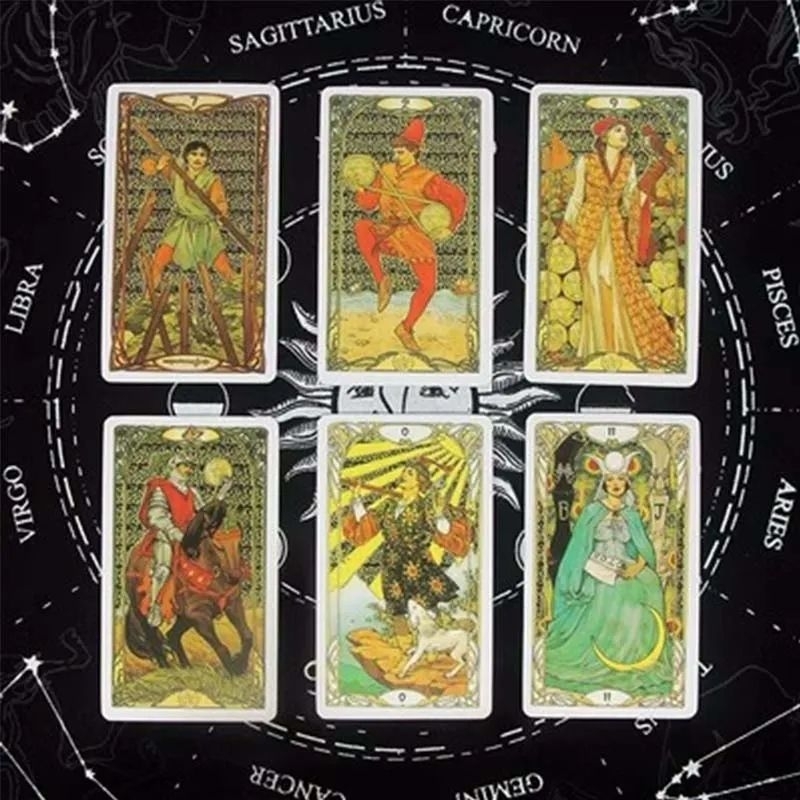 Golden Art Nouveau Tarot 12x7cm kemasan kaleng