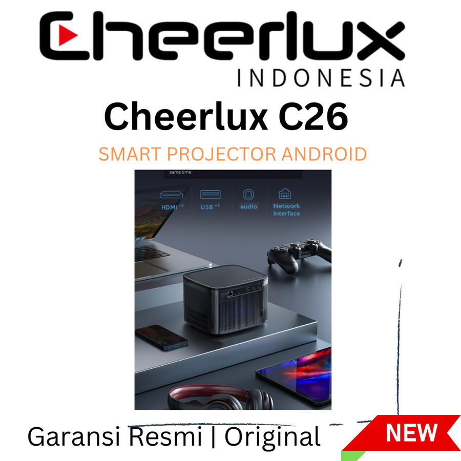 CHEERLUX INDONESIA | Proyektor Cheerlux C26 Android Wifi 3200 Lumens | Projector Auto Focus Android Bluetooth Mirroring