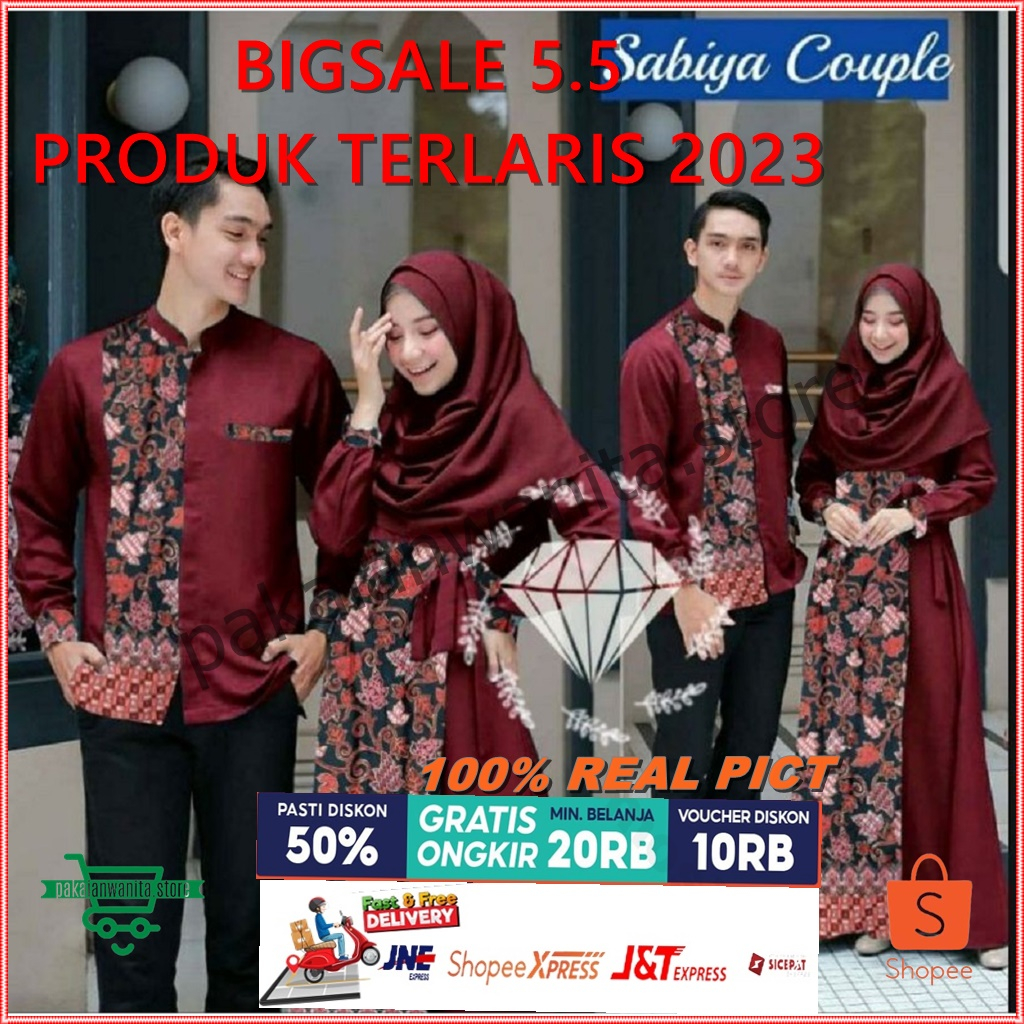 Couple Gamis Keluarga Suami Istri Pesta Kondangan Remaja Kombinasi Polos Modern Baju Capel | 3 UKURA