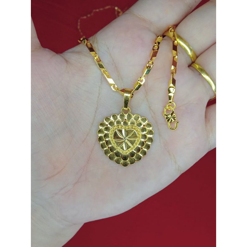 kalung padi balok love jumbo 60cm dan 75cm lapis emas 24k