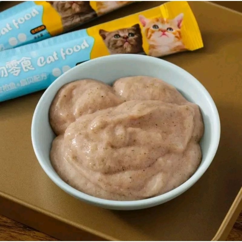 LIEBAO Snack Kucing Kitten Snack Strip hewan Peliharaan Makanan Kucing kitten Basah Bubur Bergizi shaestore15