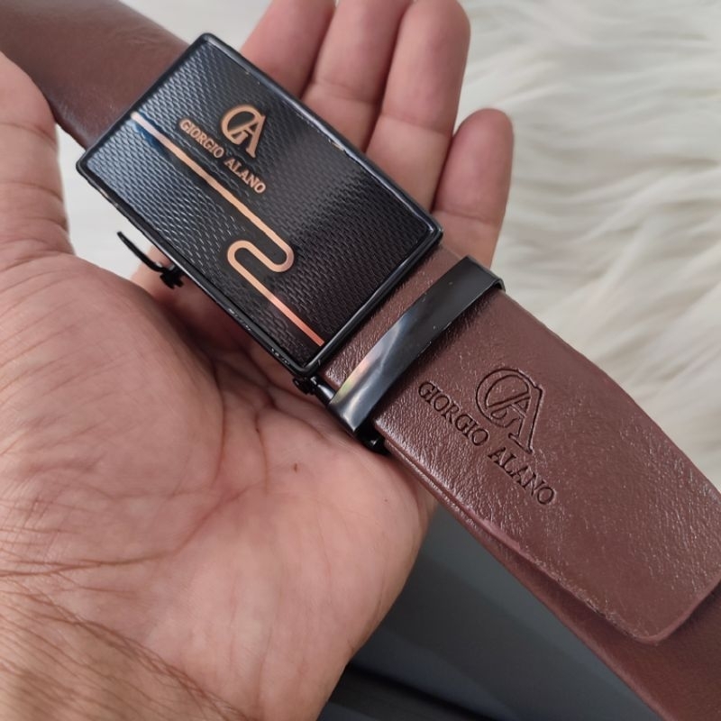 Giorgio | Ikat Pinggang Pria Spesial Cokelat | Sabuk Original Merk Giorgio Rell Kulit Sintetis