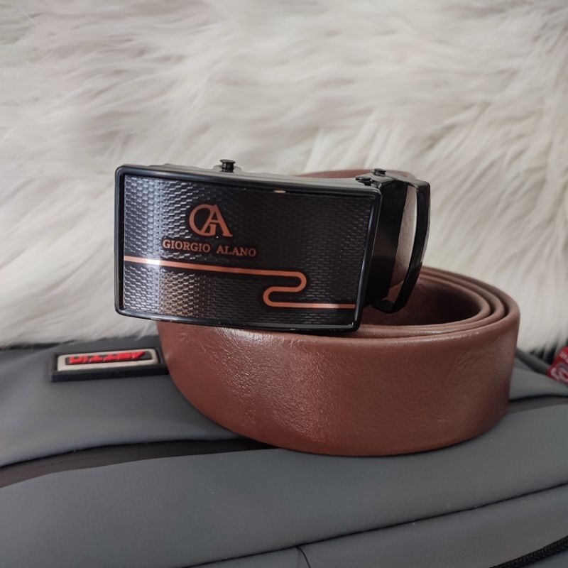 Giorgio | Ikat Pinggang Pria Spesial Cokelat | Sabuk Original Merk Giorgio Rell Kulit Sintetis