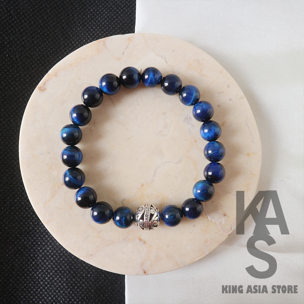 Gelang Tangan TIGER EYE BLUE SILVER GOLD Gelang Batu Alam Gelang Pria dan Wanita RDNB Original